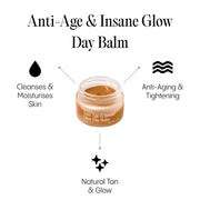 Frøya Organics Anti-Age & Insane Glow Day Balm open jar revealing concentrated organic anti-aging day balm texture