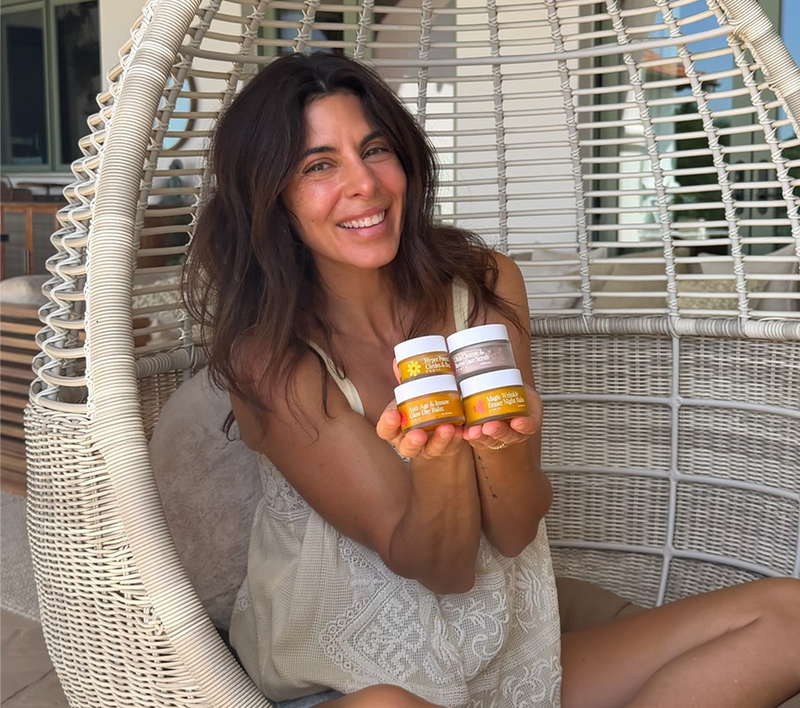 Jamie Lynn Sigler with Frøya Organics products