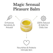 Frøya Organics Magic Sensual Pleasure Balm glass jar close-up showing product label and size