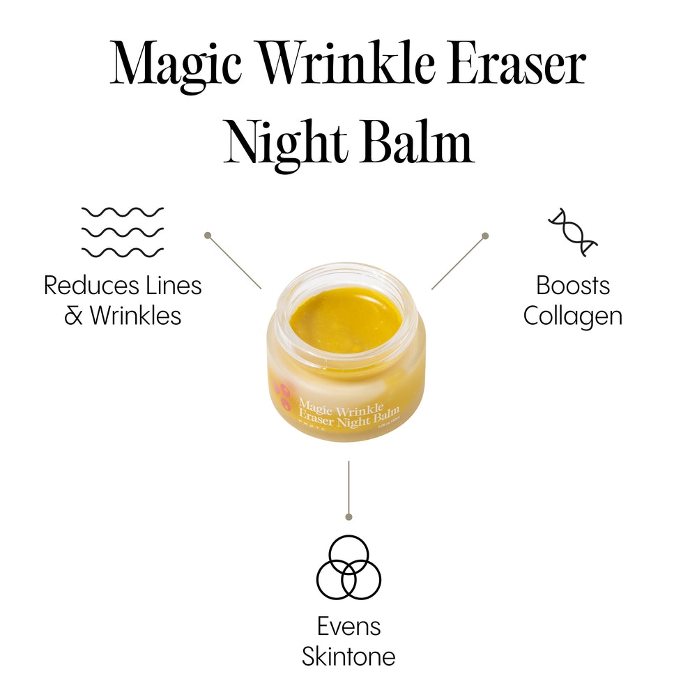 Frøya Organics Magic Wrinkle Eraser Night Balm open jar revealing concentrated organic night balm texture