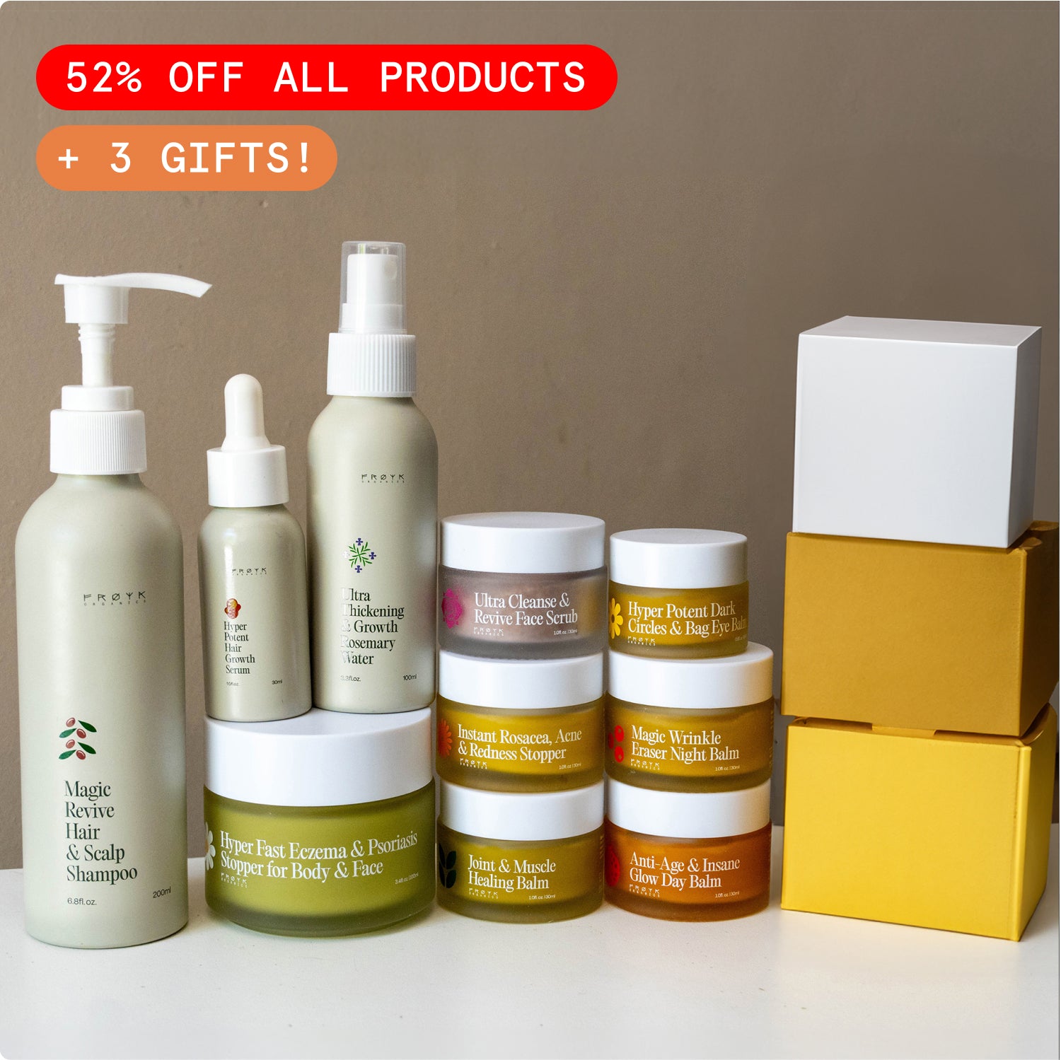 Limited Offer: All Frøya Products ($574) + 3 Gifts ($83) at 52% off